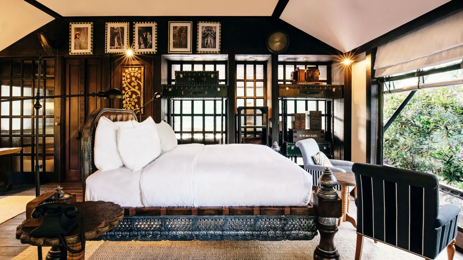 Antique-filled tent bedroom at Shinta Mani Wild in Cambodia