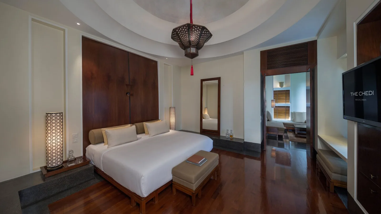Bedroom in a Chedi Club Suite at The Chedi Muscat