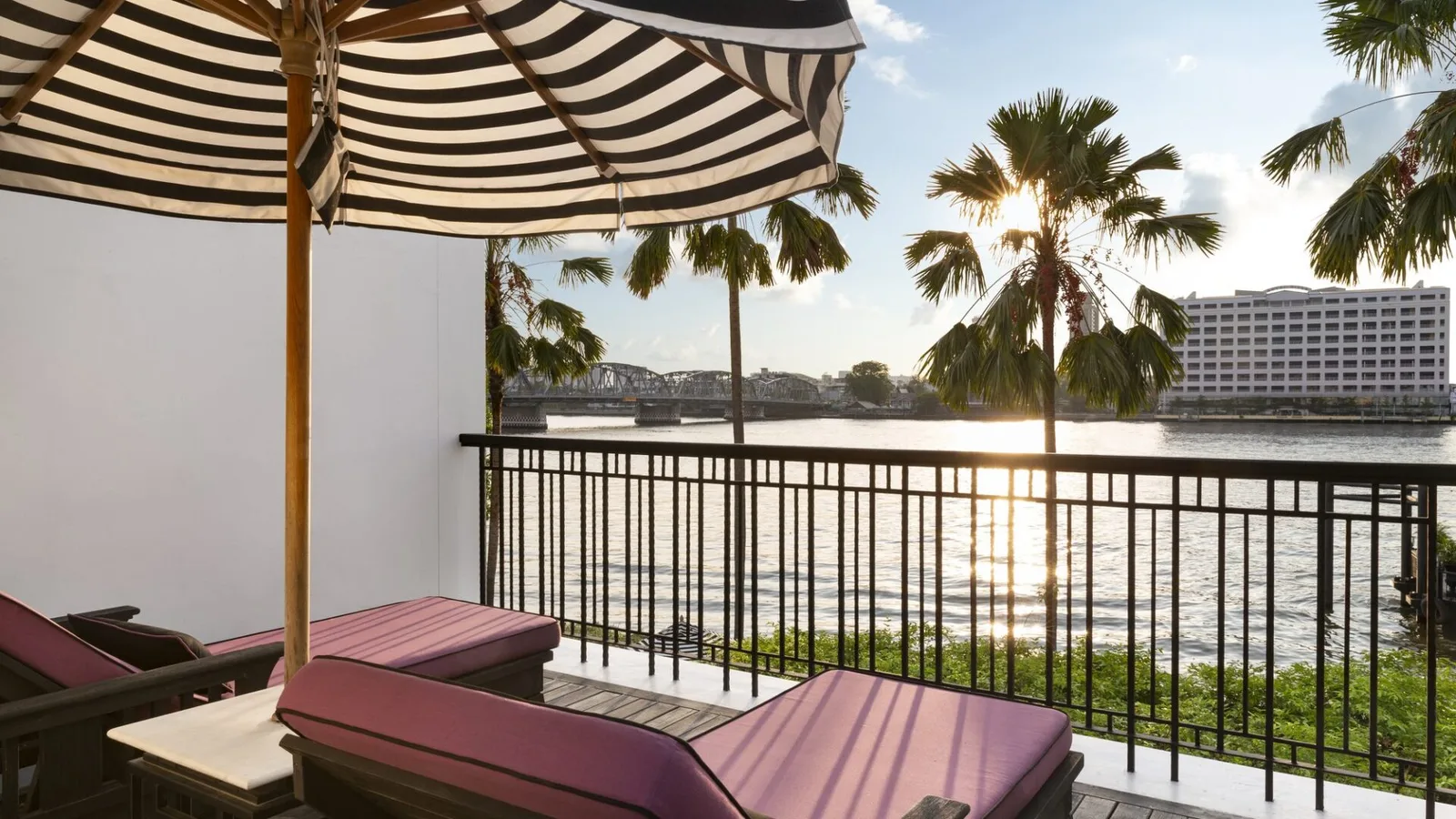 Private terrace looking towards the Chao Phraya at The Siam, Bangkok