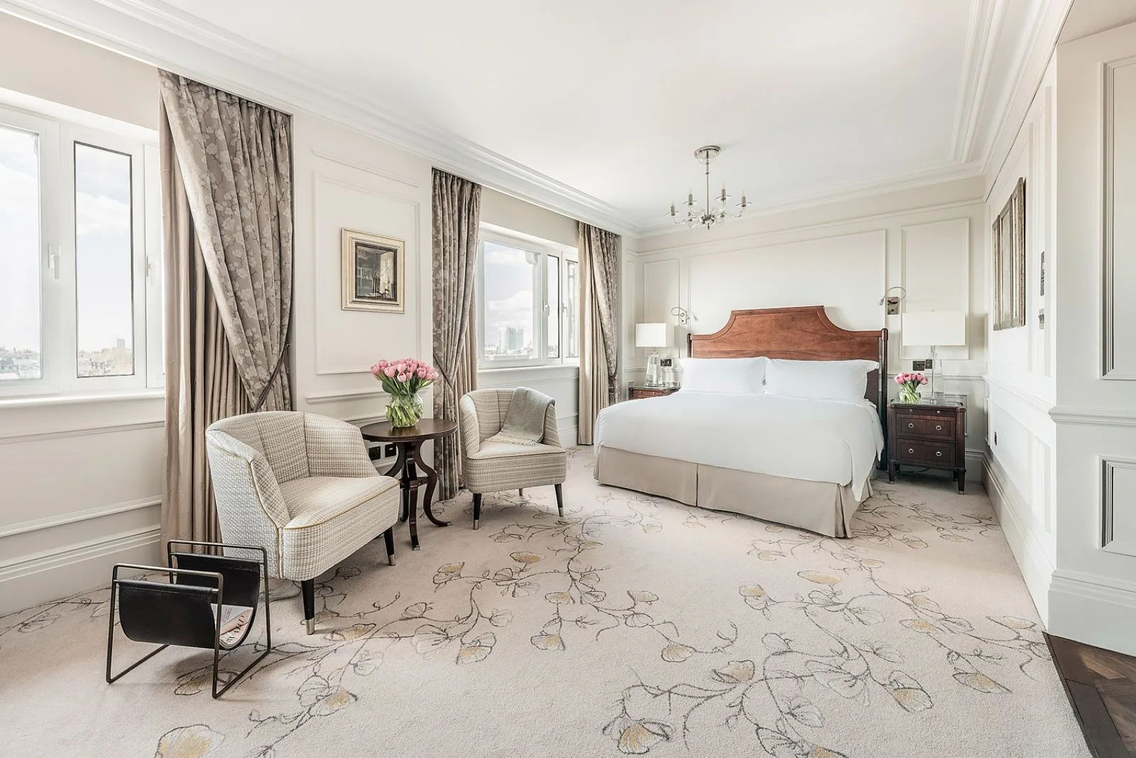 Executive guestroom with upholstered seating at The Langham, London