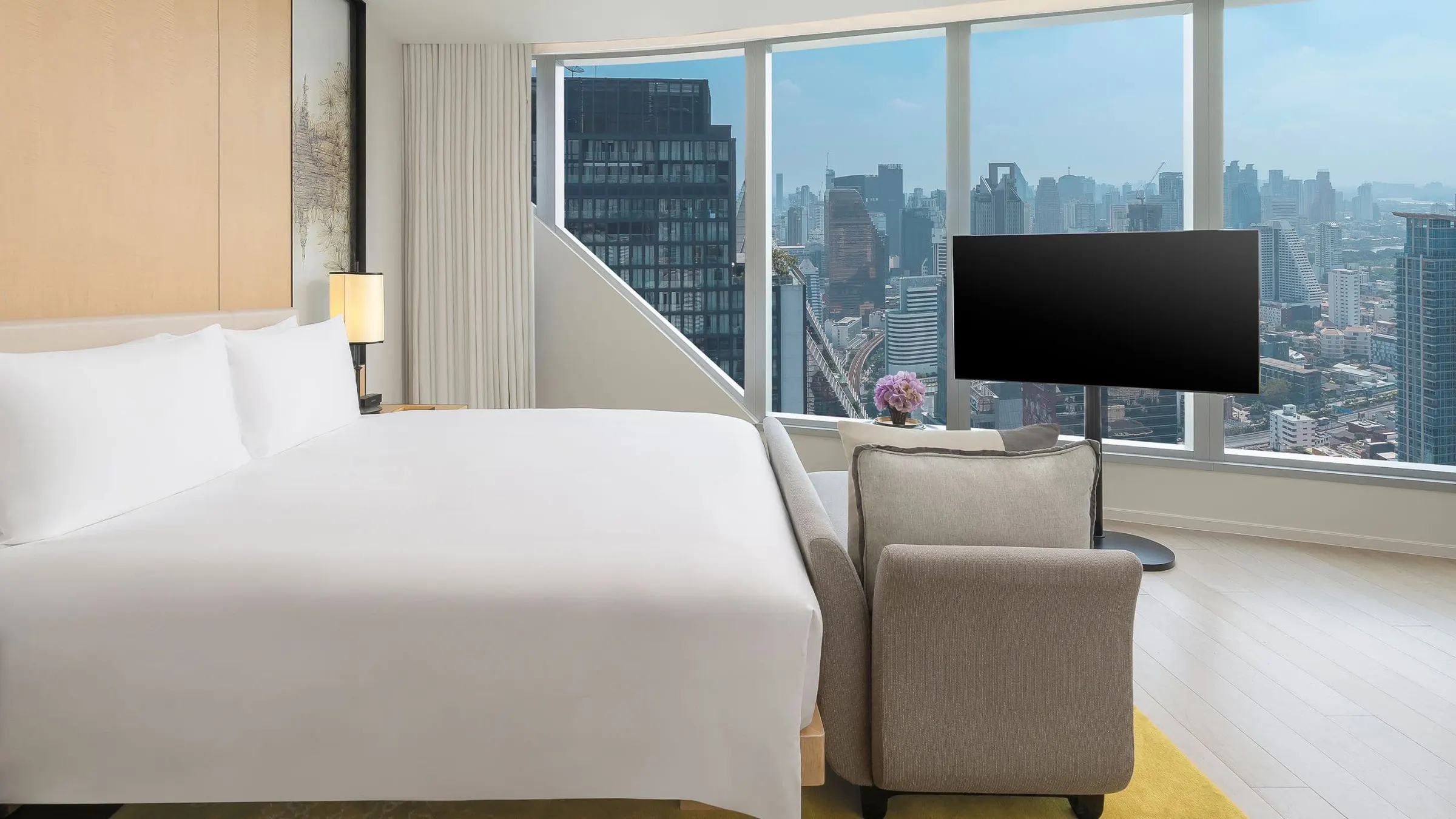 King guestroom with city views at Park Hyatt Bangkok