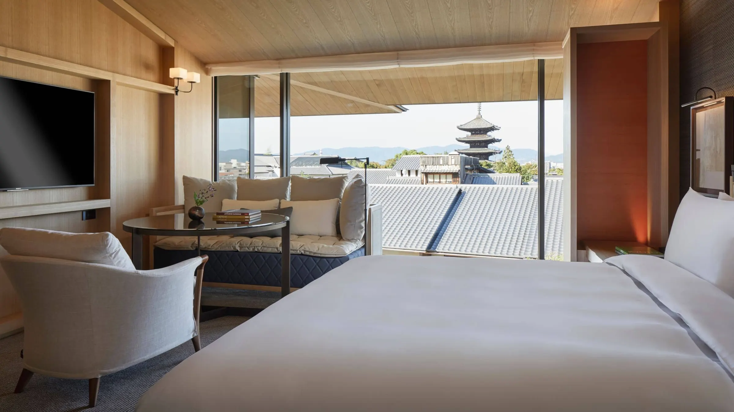 Guestroom with Yasaka Pagoda views at Park Hyatt Kyoto