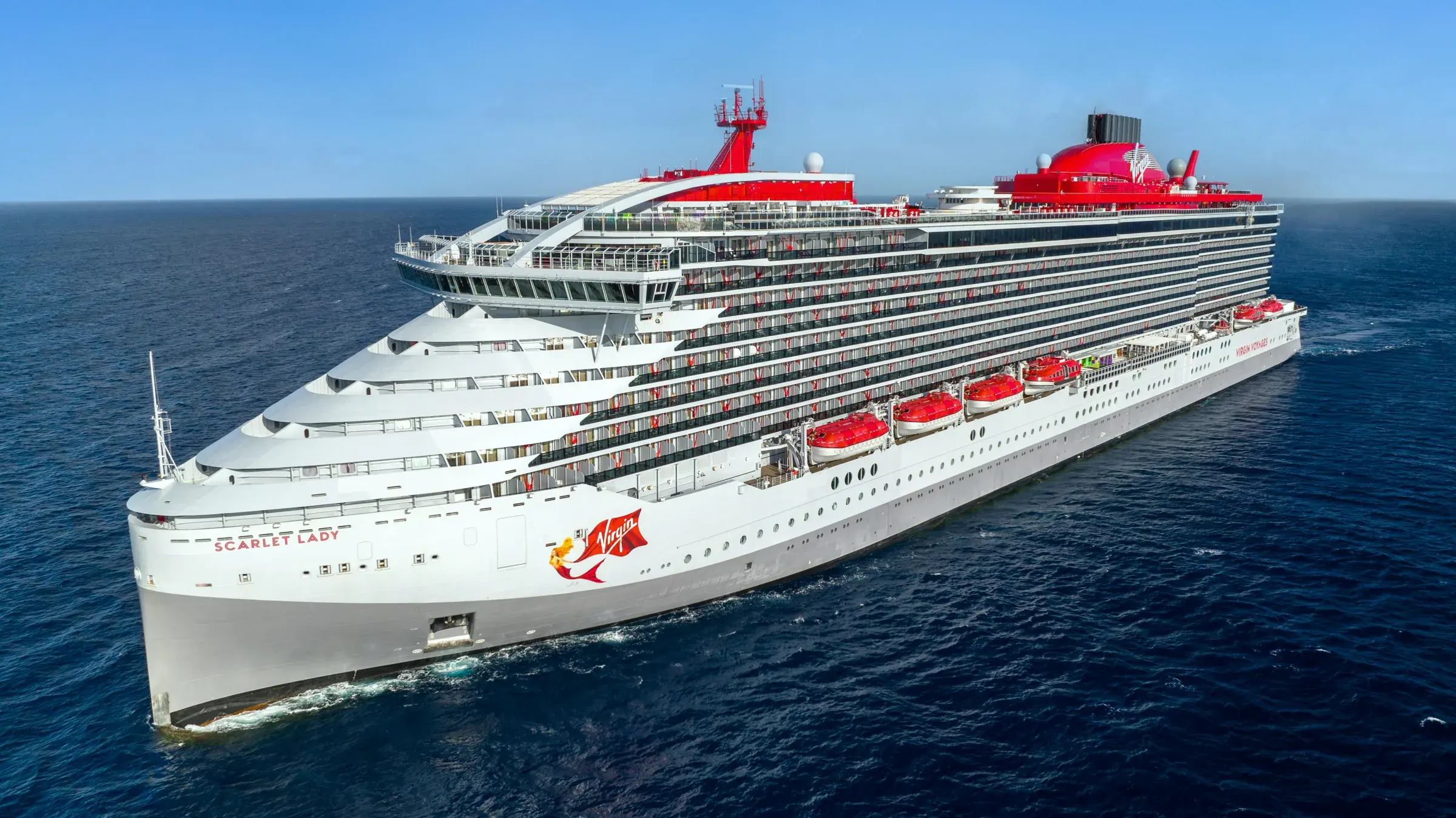 Virgin Voyages Scarlet Lady at sea